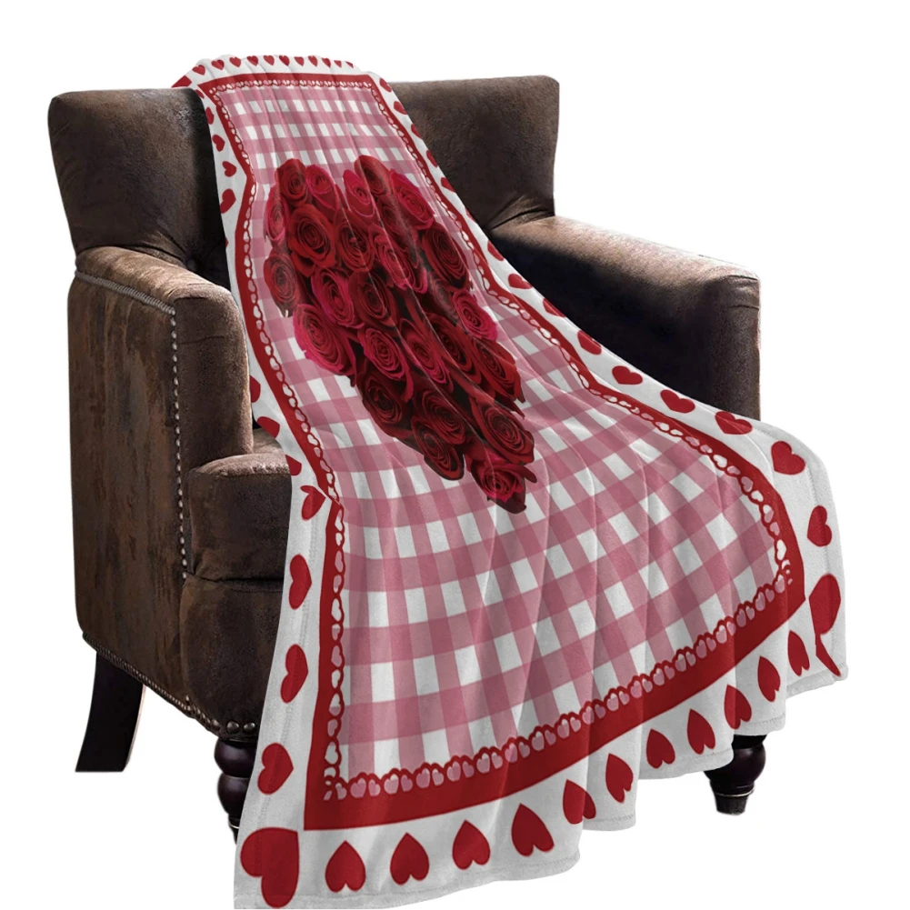 

2022 Valentine's Day Gift Printed Blanket Air Conditioning Keep warm Blanket Soft Comfortable Quilt Valentine's Day New Year Fas