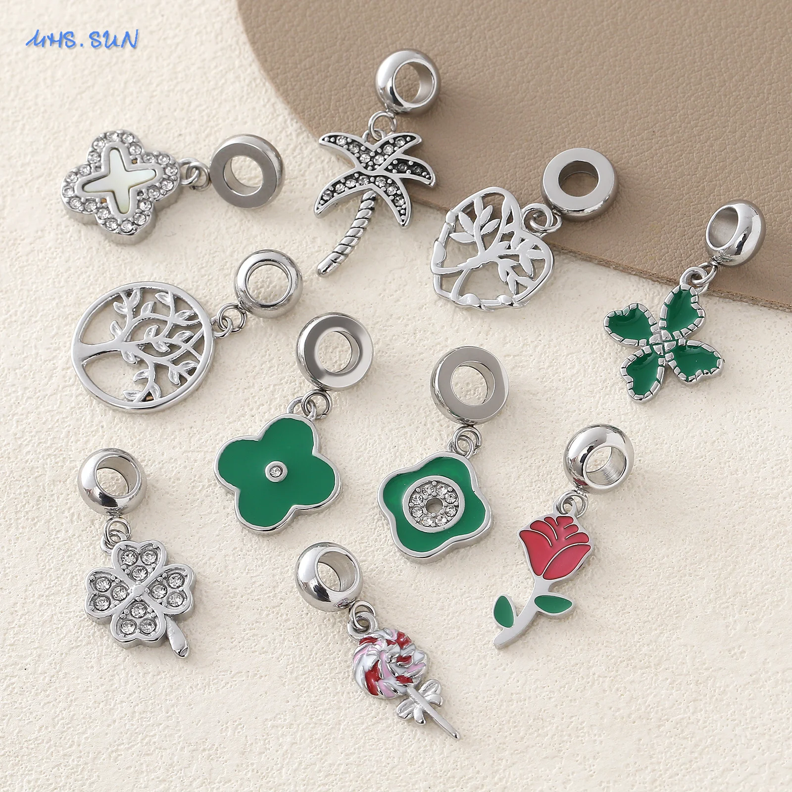 MHS.SUN цветок/дерево жизни DIY браслеты с подвеской модные из нержавеющей стали для