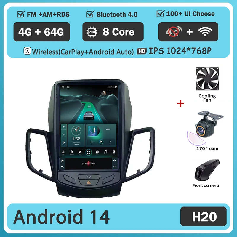 

9,7-дюймовый Android для Ford Fiesta MK7 2009-2016 Автомобильный радиоприемник Мультимедийный плеер Экран навигации Головное устройство Мультимедиа Автомобильный GPS