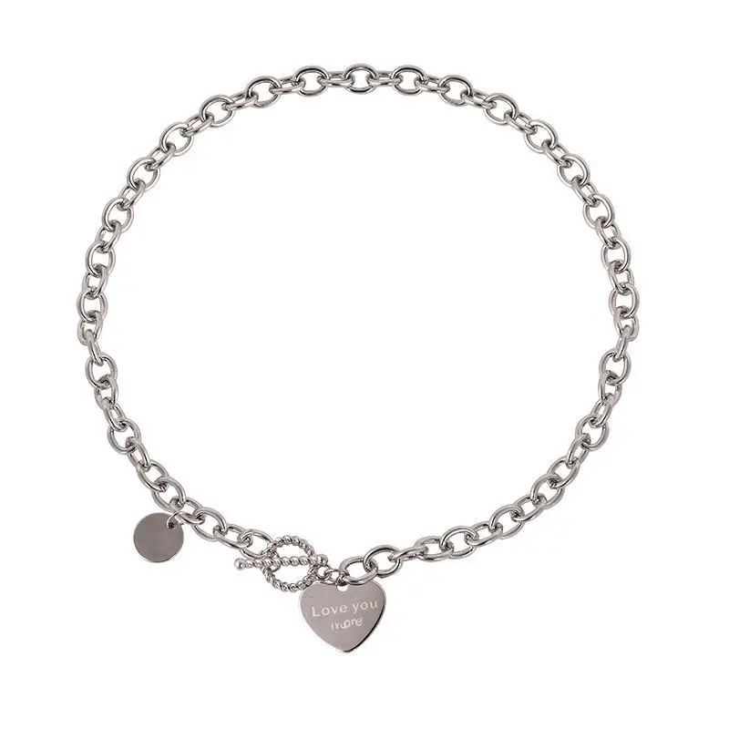 

Net Red Titanium Steel Short Love Necklace Women's Heart Letter Collar Chain ins Jumpy Hip Hop Accessories