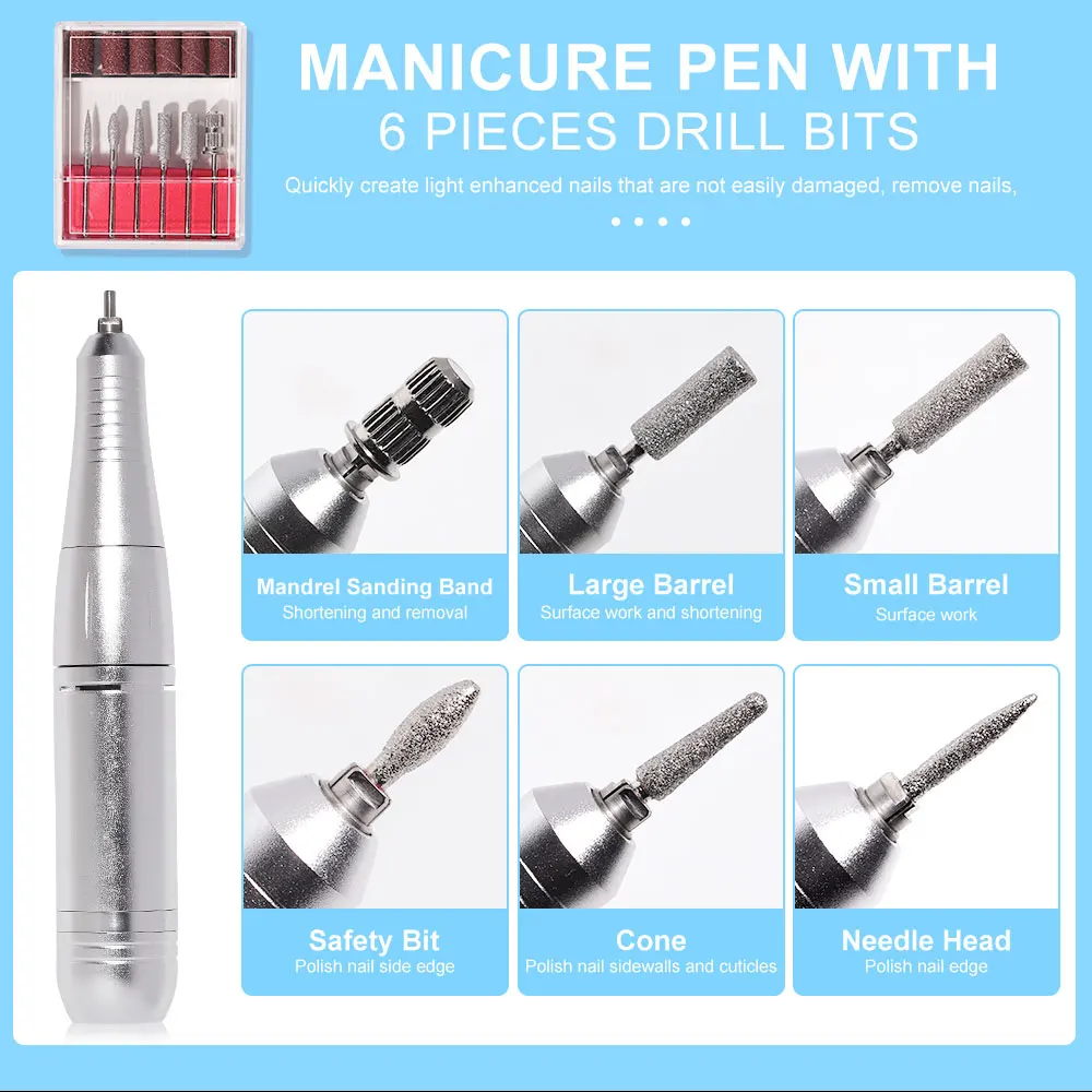 Портативная беспроводная электрическая маникюрная дрель для дизайна ногтей