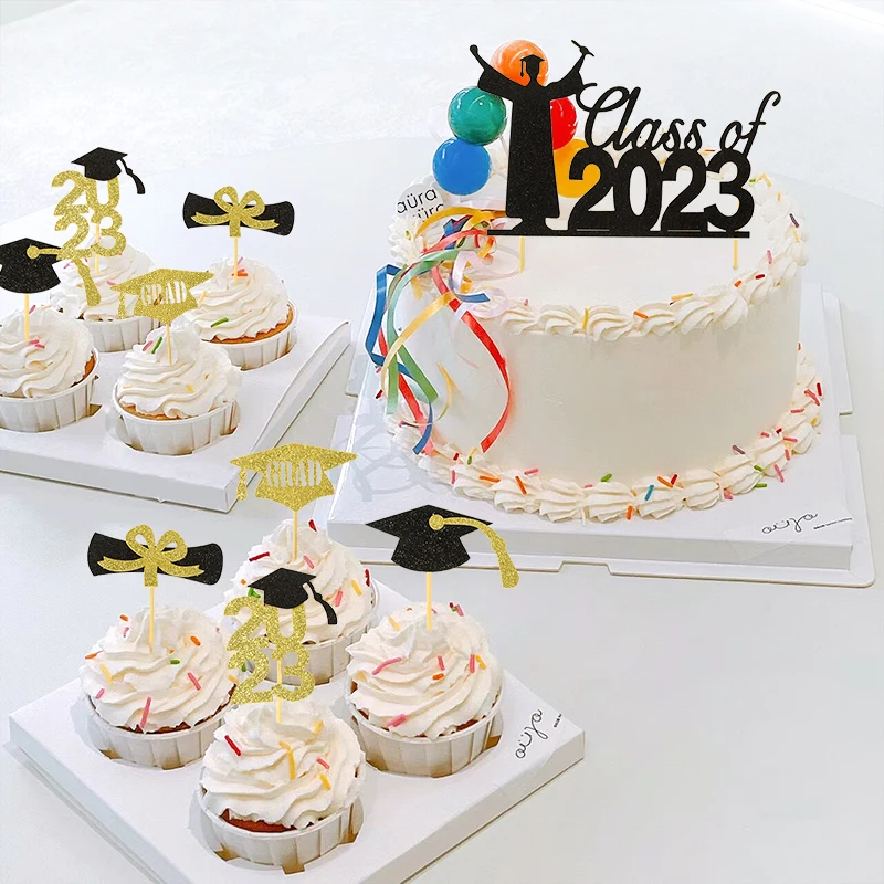 

Congrasts Grad Cake Topper Graduation Bachelor Cap Cupcake Toppers Class Of 2023 Graduate Celebration Party Dessert Decoration