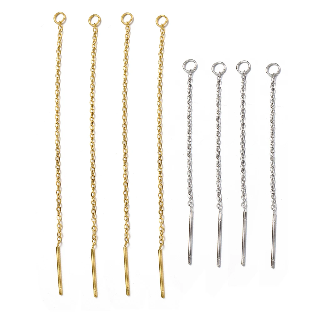 

10pcs Gold Color Stainless Steel 6cm 8cm 10cm Long Chain Ear Line Earrings Earwire Women Drop Dangle Earrings Jewelry Making DIY