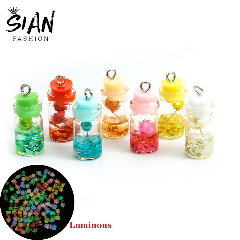 

10pcs/lot Colorful Cute Glass Luminous Bottles Charms for Pendant Necklace Keychains DIY Jewelry Making Handmad Findings Crafts