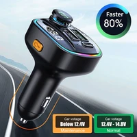fm transmitter bluetooth 5 0 handsfree car radio modulator mp3 player with 12 24v usb super quick charging adapter for car kit