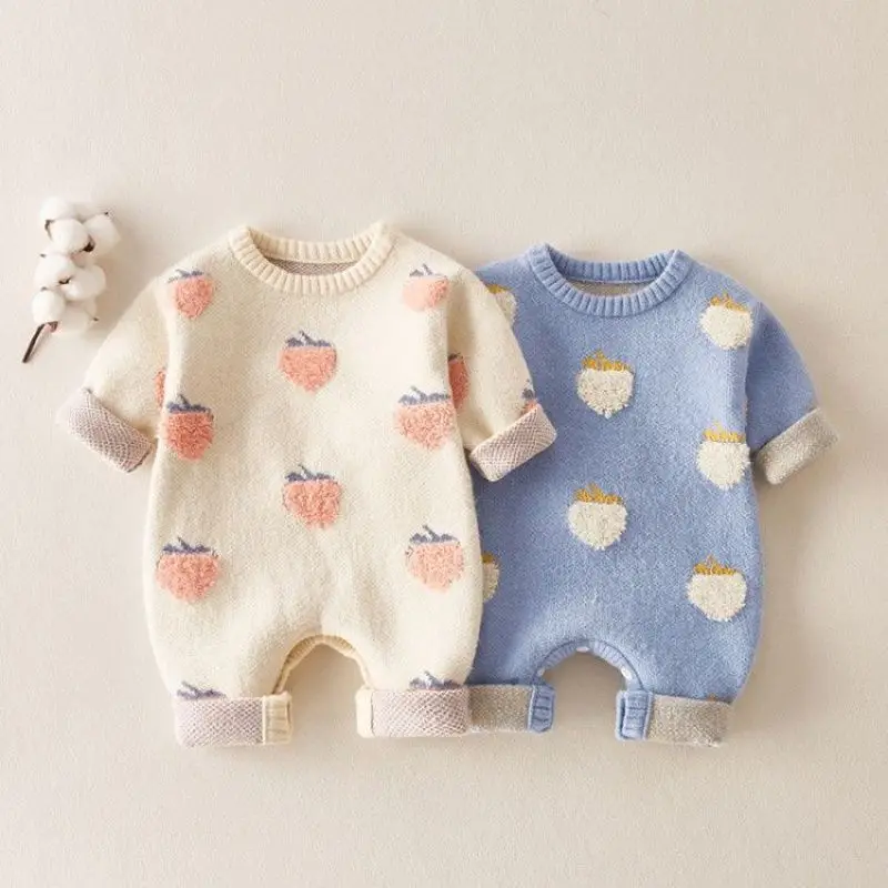 

BABY BODYSUIT Autumn Super Soft Cotton Sweater Crawling Wool 2022 Baby Out Wear Fashion Velvet