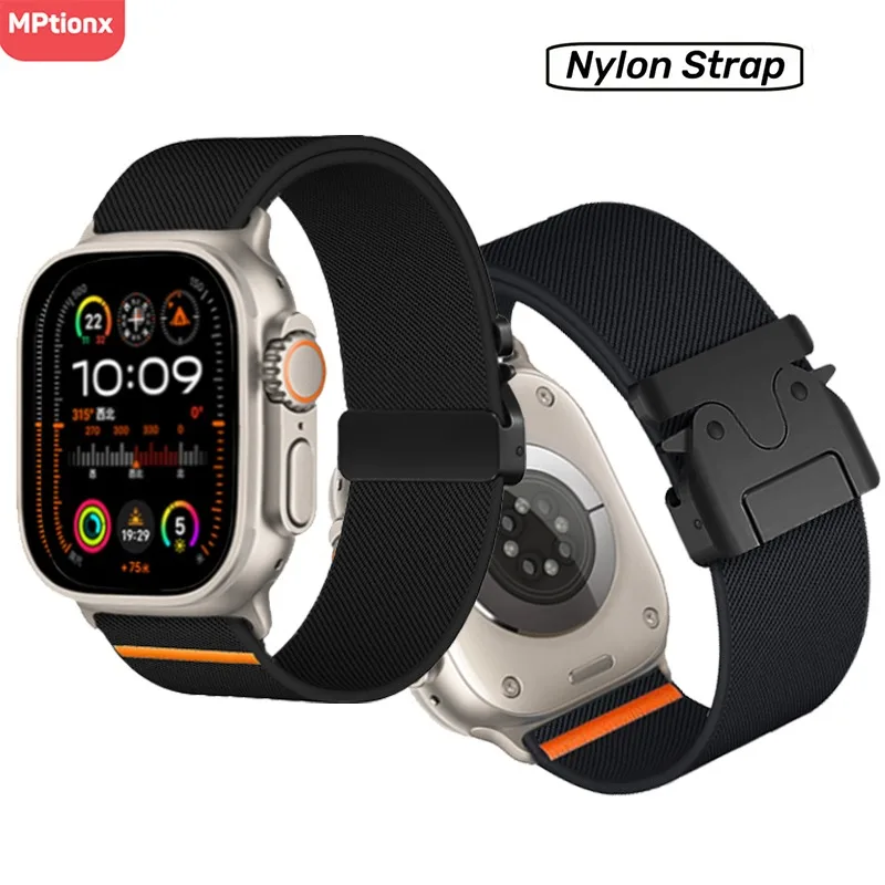 Фото Нейлоновые ремешки для Apple Watch ultra 2, ремешок 49 мм, 45 мм, 46 мм, 44 мм, 42 мм, 40 мм, 41 мм, браслет Correa, браслет IWatch Series 10 8 7 6 SE 3 9 Band №1
