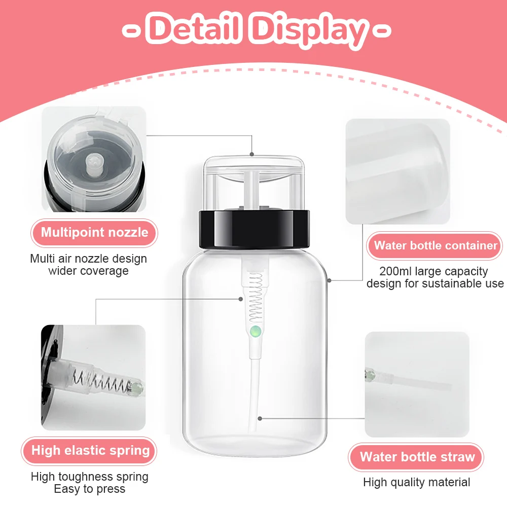 100/150/200ml Empty Pump Dispenser Nail Refillable Bottles Art UV Gel Polish Remover Cleaner Makeup Bottle Manicure Tool |