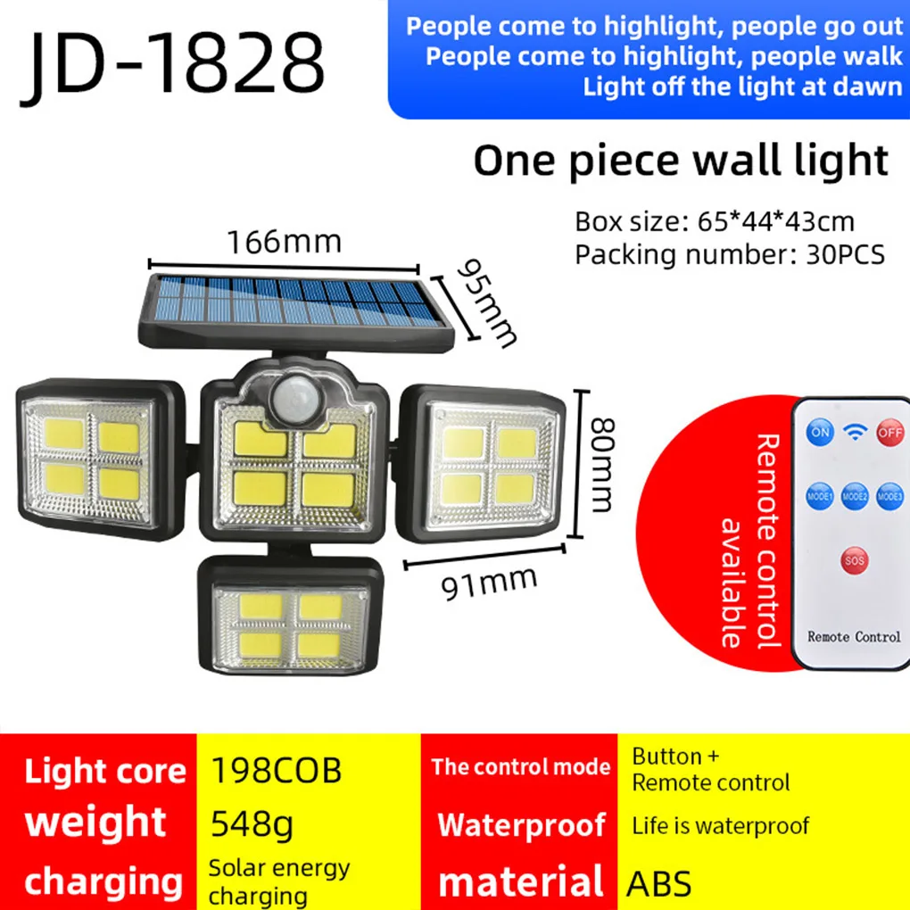 

Home Waterproof Solar Powered Light Courtyard Patio Garden Landscape Pathway Remote Control Wall Mounted Lamp Spotlight