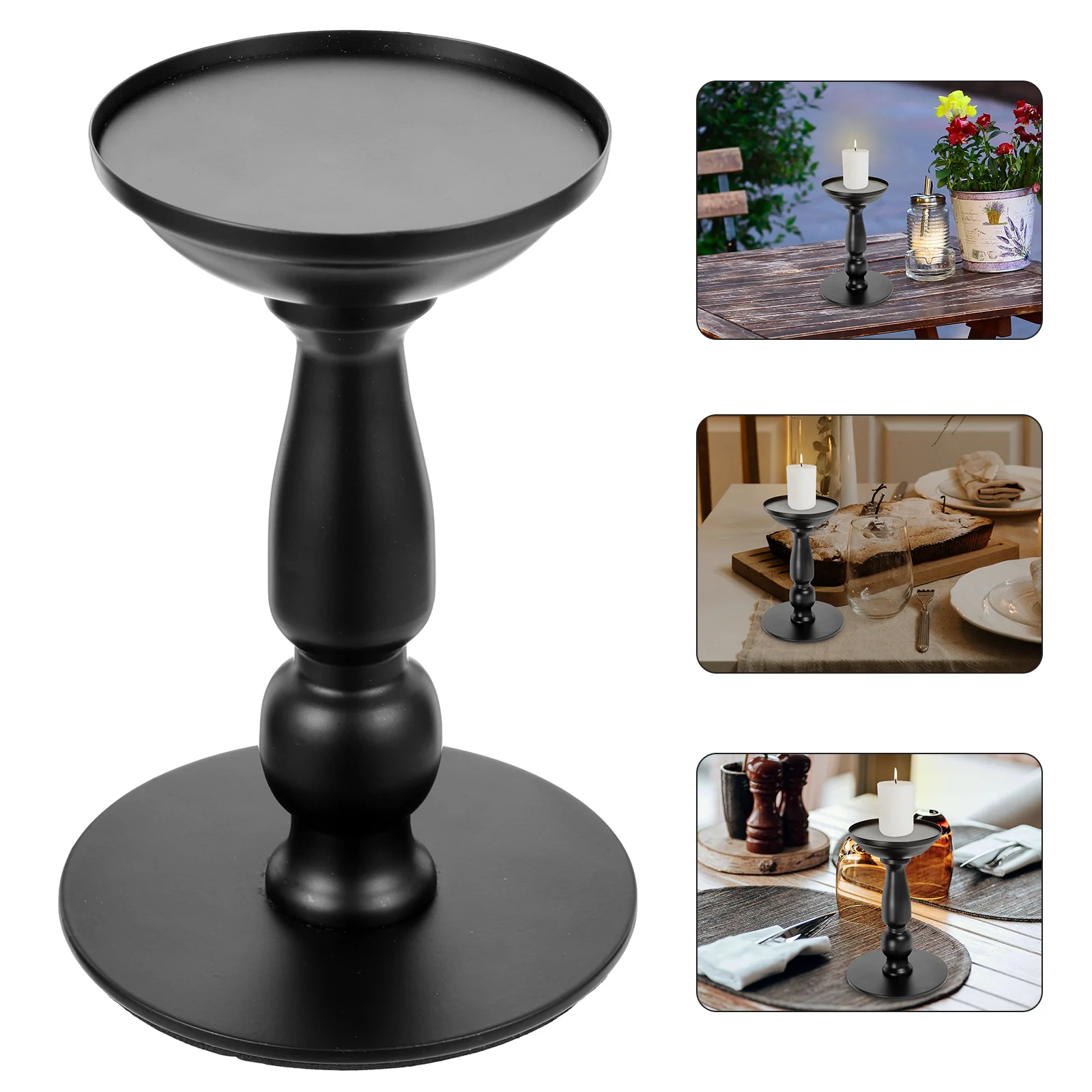 

Holder Candlestick Holders Candlelight Vintage Stand Iron Pillar Plate Statue Wrought Coaster Light Tea Metal Desktop Base