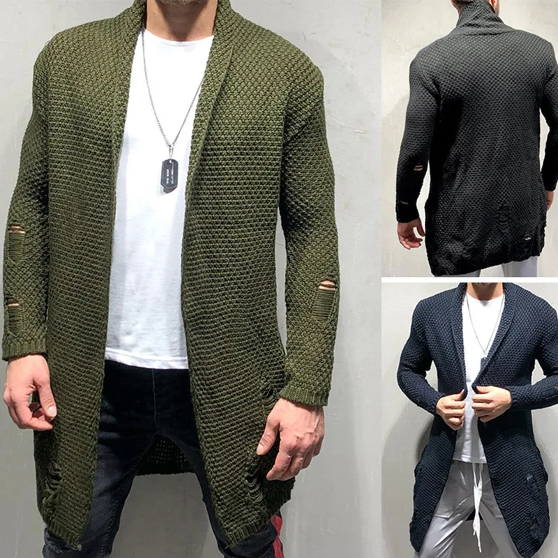 

Abrigo largo de punto para hombre, chaqueta grande informal a la moda, gabardina, Primavera, 2022
