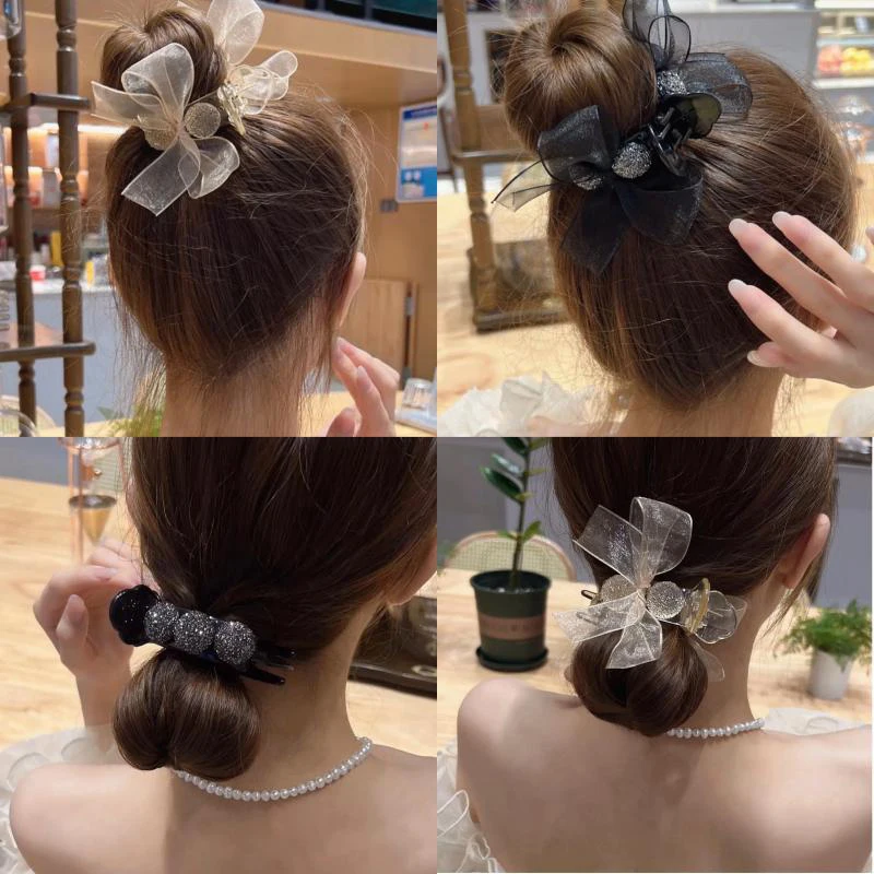 

2023 Rhinestone Hair Claw Ponytail Hairpin Girls Ball Hairstyle Large Hair Clip Headdress Women Gripper Summer Hair Accessories