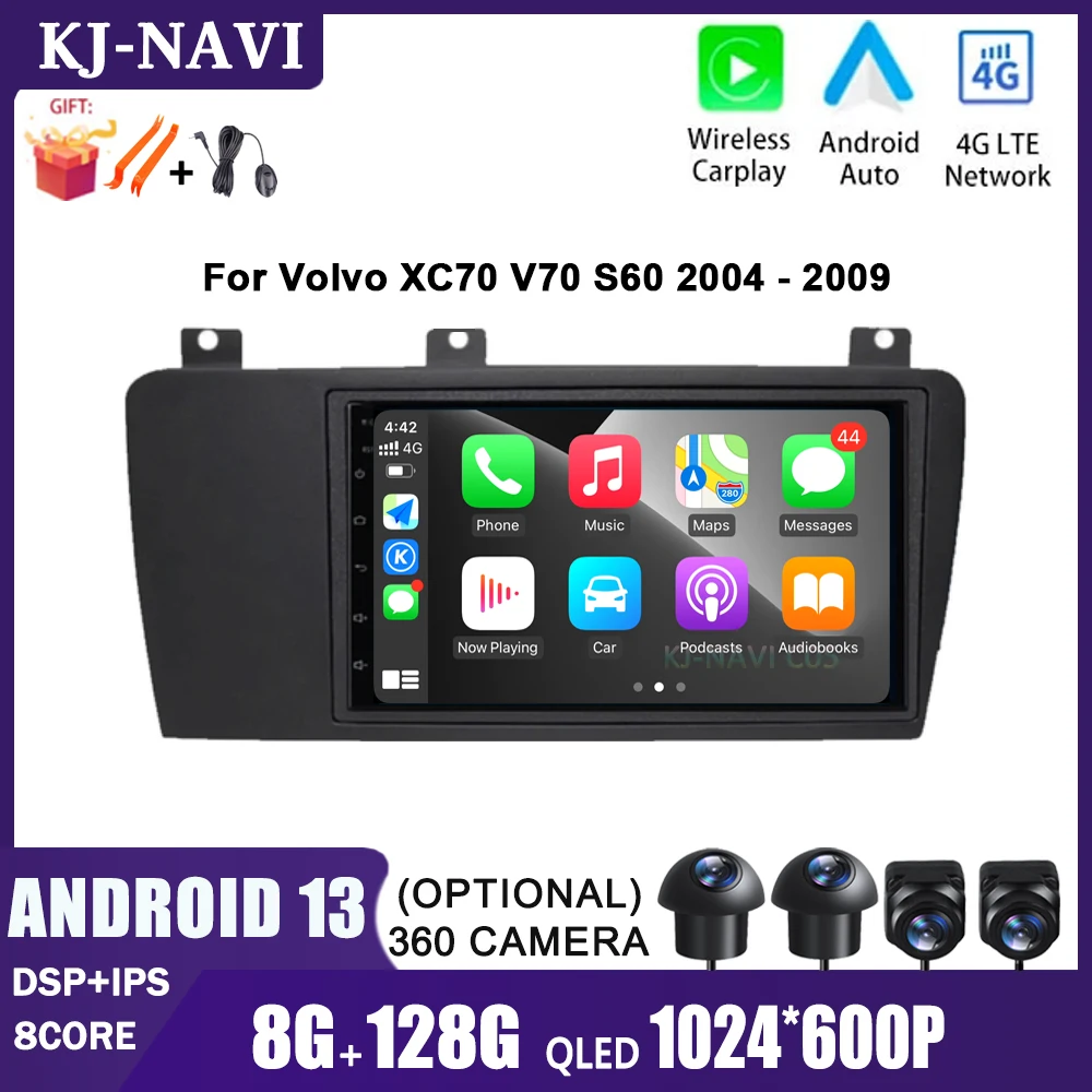 7"Head Unit Android 13 For VOLVO XC70 / V70 / S60 2004 - 2009 IPS DSP Car Video Player Multimedia GPS Navigation Radio Wifi BT