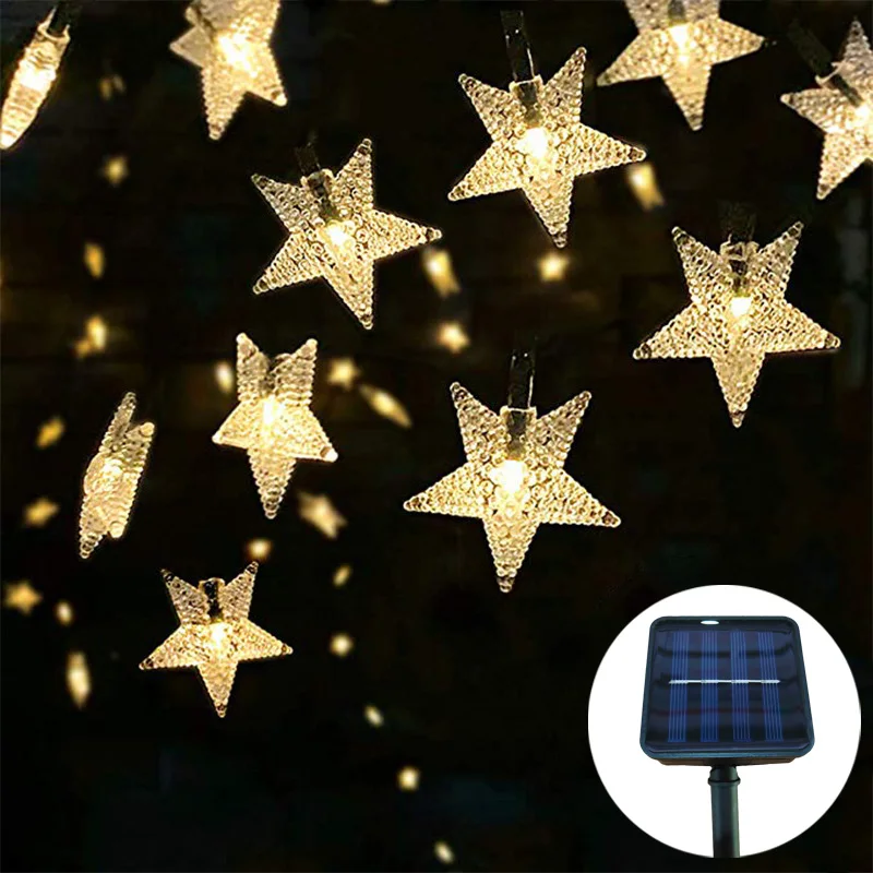 Волшебные светодиодные гирлянды со звездами на солнечной энергии Guirlanda для