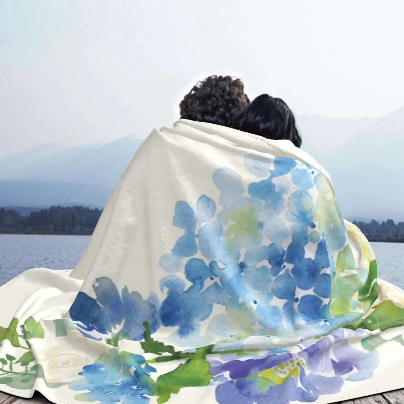 Синяя акварель Лидер продаж высокое качество теплое фланелевое одеяло с принтом