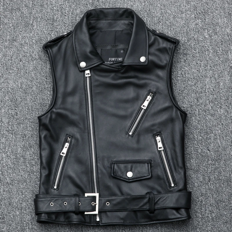 YR!Free shipping.Wholesales.fashion womens motor biker genuine leather jacket.sheepskin coat.slim leather vest,plus size,vest