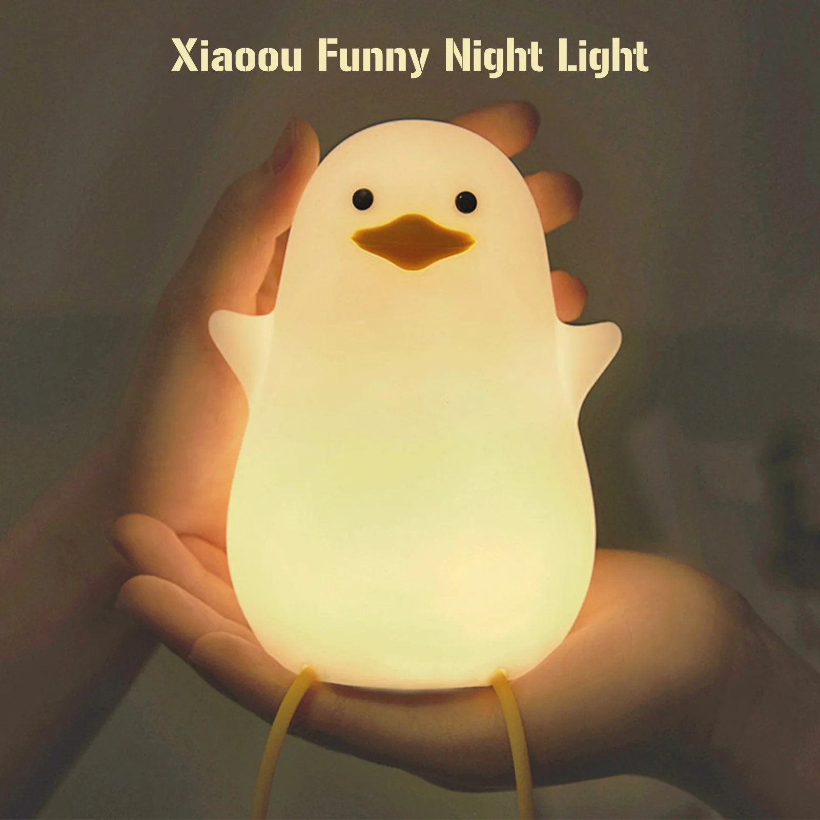 

1200mAh Silicone Night Lamp Decor Little Gull Kids Sleeping Pat Light Phone Holder Lighting Ornaments for Kids Holiday Party
