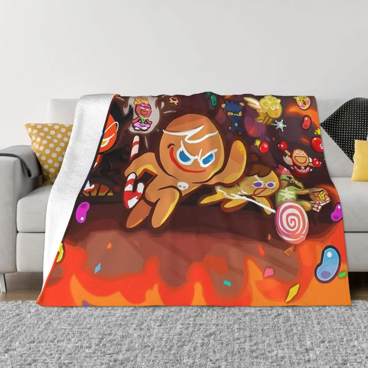 

Cookie Run Game Blanket Flannel Decoration Gingerbrave Cookie A Character Portable Home Bedspread