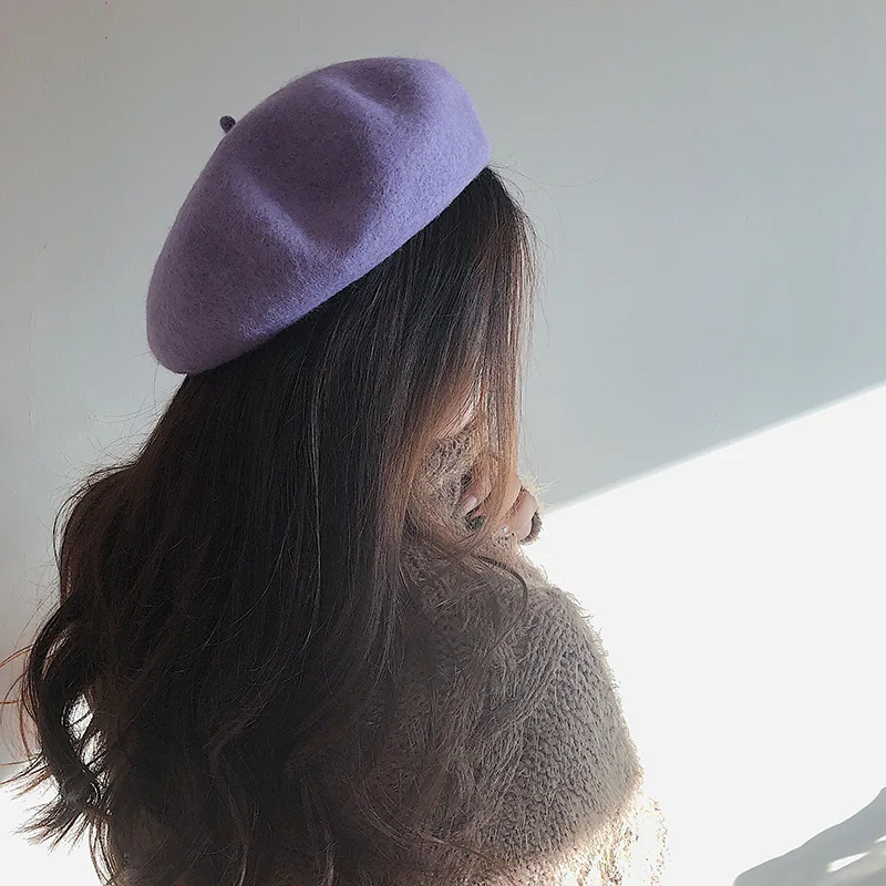 Модные женские повседневные круглые шерстяные береты Ins зимние шапки для