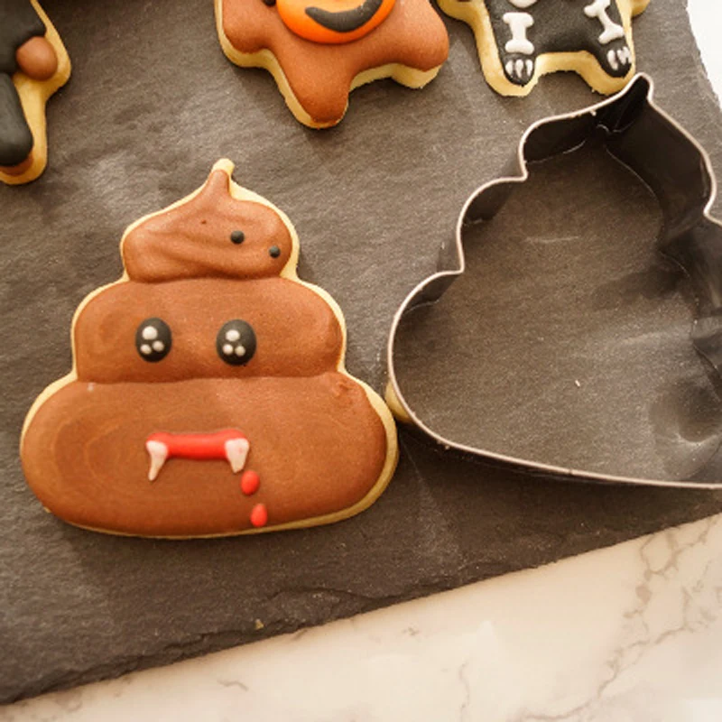 

1pcs Funny Poo Shape Stainless Steel Cookie Cutters 3D Biscuit Sugarcraft Kitchen Cake Press Mould Baking Pastry Kitchen Tools