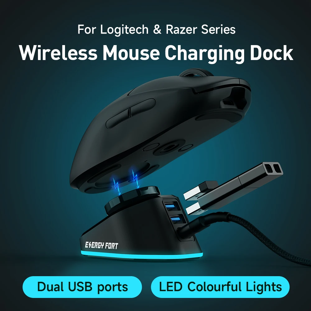 Беспроводное зарядное устройство для игровой мыши для Logitech G403 G502 X Plus G703 G903 HERO Lightspeed Dock Station G PRO X Superlight Hero GPW2
