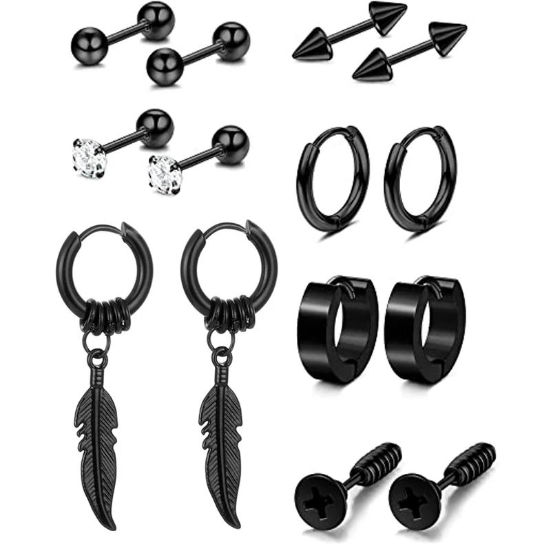 

Серьги-гвоздики из нержавеющей стали с фианитами, 7 пар