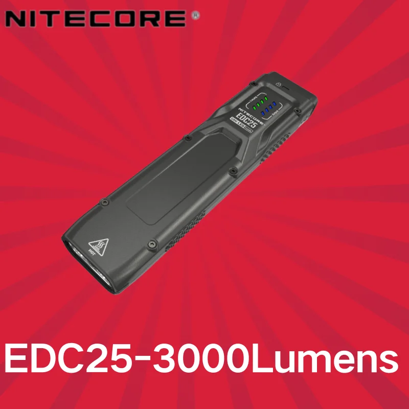 

NITECORE EDC25 3000Lumens Type-C перезаряжаемый EDC фонарик, встроенный 1700 mAh литий-ионный аккумулятор для кемпинга