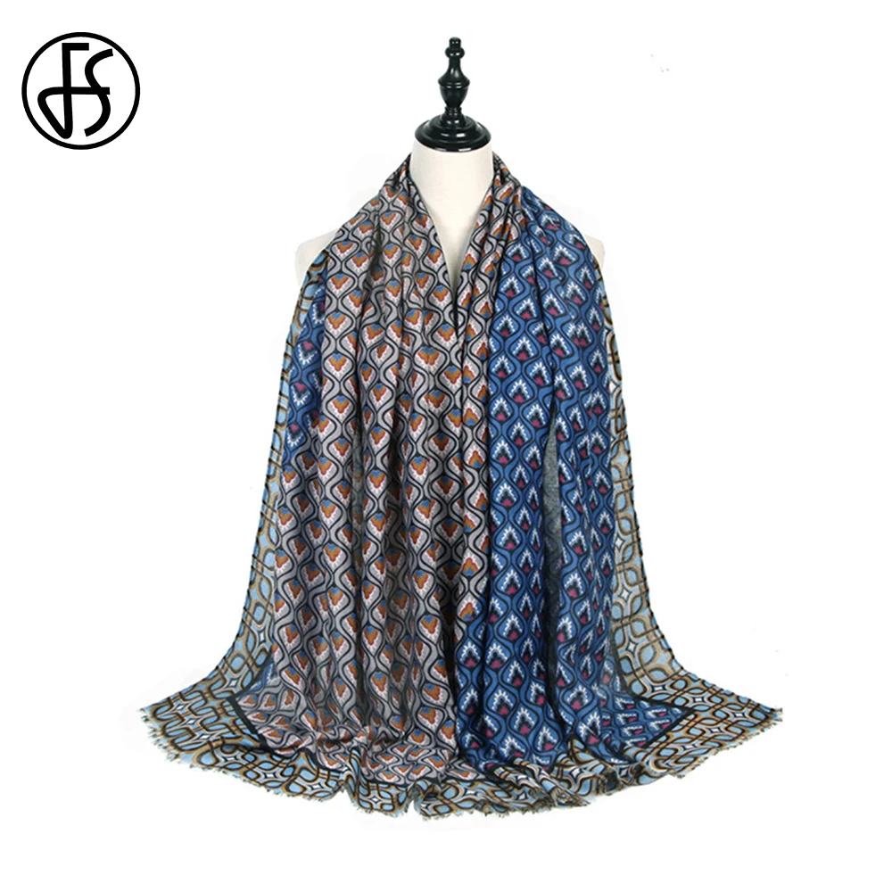 FS 2022 New Summer Elegant Satin Printed Scarf For Women Versatile Double Spell Small Color Grid Shawl Blue Green Hijab Foulard