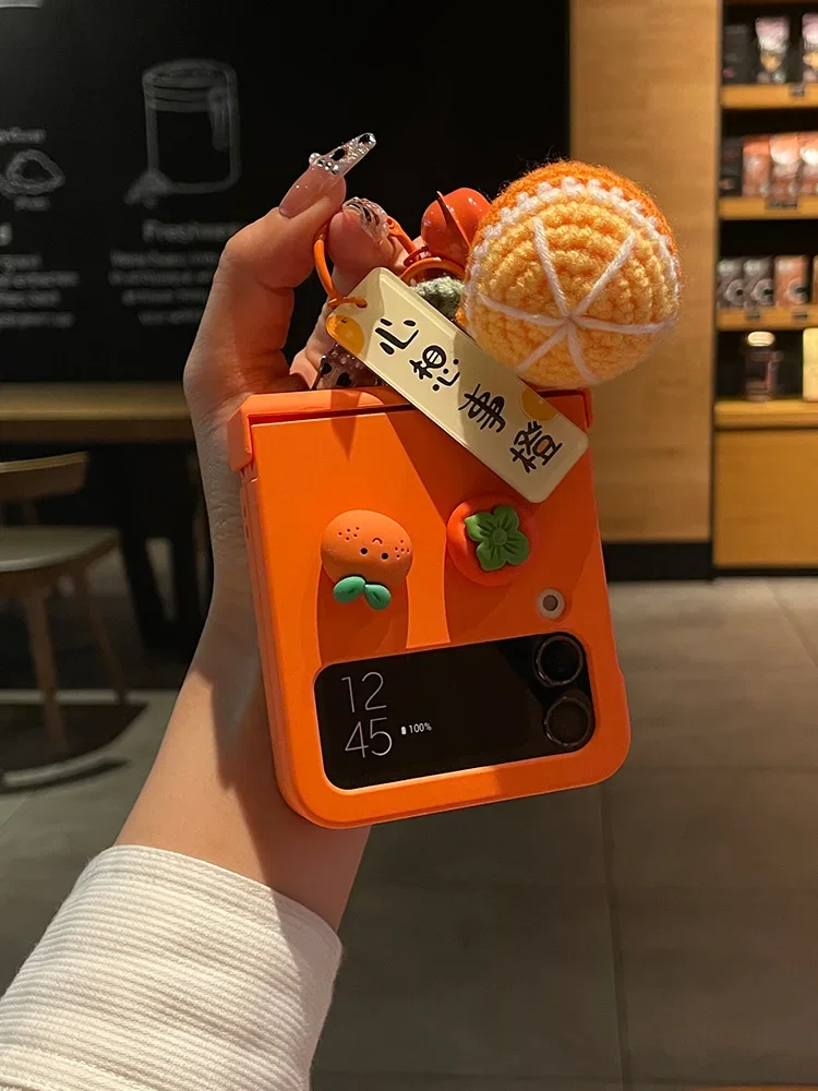 Чехол для Samsung Galaxy Z Flip 3 4 5 6 zflip4 защитный чехол с милым кулоном и улыбающимся