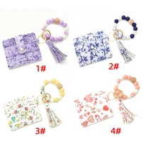 blue and white porcelain silicone bead bracelet floral card holder diamond wallet keychain