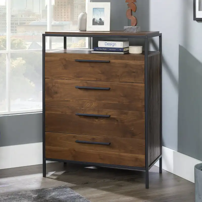 

4-Drawer Bedroom Dresser with Open , Grand Walnut