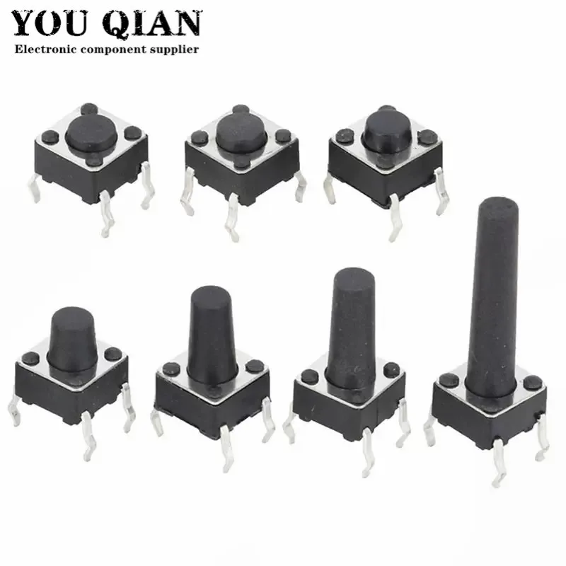 100 шт. 6X6X5/4 3/5 5/6/7/8/9/10/13 мм тактовый переключатель кнопочный 12 В 4-контактный DIP
