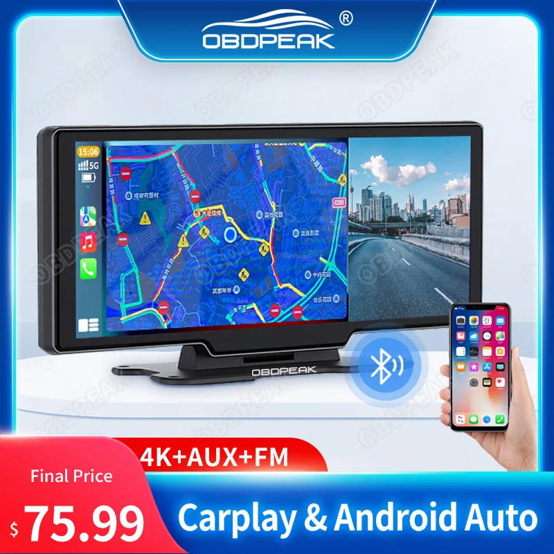 K2 DashCam 4K AUX Car DVR 2160P Carplay Android Auto Rearview Mirror 5G WIFI GPS Navigation 10.26" Dashboard Camera Recorder 24H