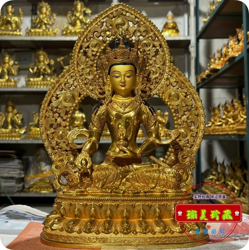 Фото Ksitigarbha Earth Store Статуя Будды Бодхисаттвы благословена 12 дюймов Позолоченная медь №1
