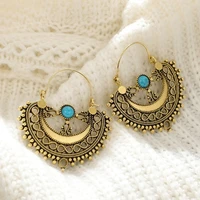 bohemian carved earrings metal hollow earrings lotus shape earrings ethnic style jewelry womens retro earrings 2020 trend