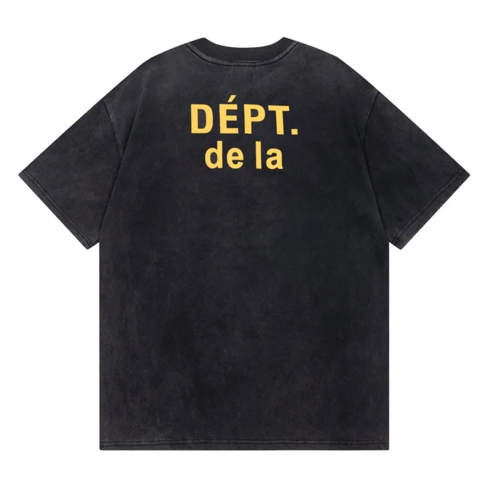 DEPT New Vintage Wash черная футболка Мужская модная брендовая с буквенным принтом GALLERY Logo