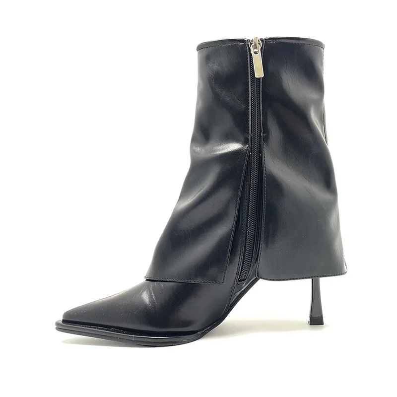 Новые женские ботильоны из суперфибры кожаные с боковой молнией зимние на