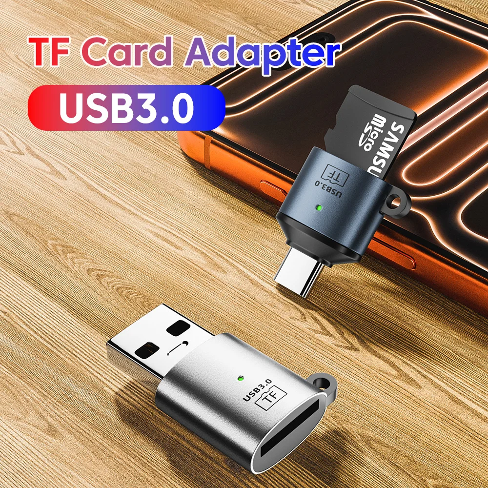 Фото USB-адаптер для чтения карт TF (microSD) для iPhone, USB 3.0, USB-C/Type-C, OTG-адаптер для карт памяти TF для Samsung/Xiaomi/планшетов №2