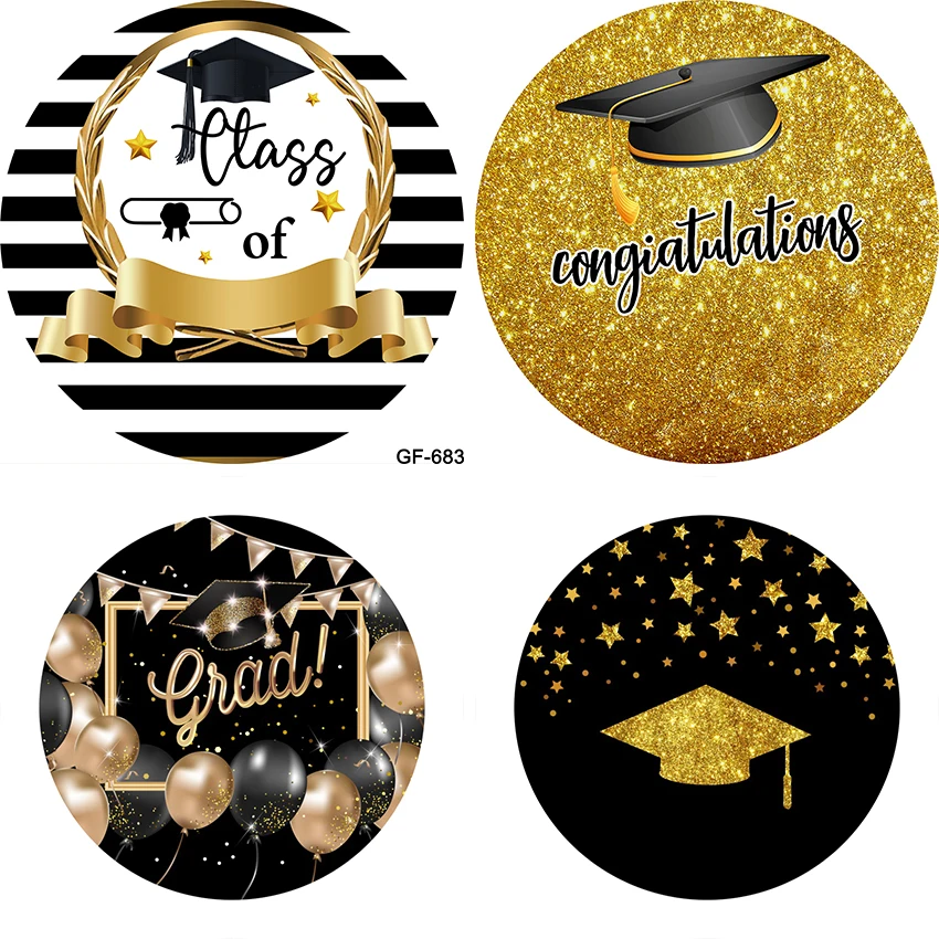 

Graduate Graduation Grad Ribbon Celebration Party Poster Portrait Round Backdrop Digital Photography Circle Background