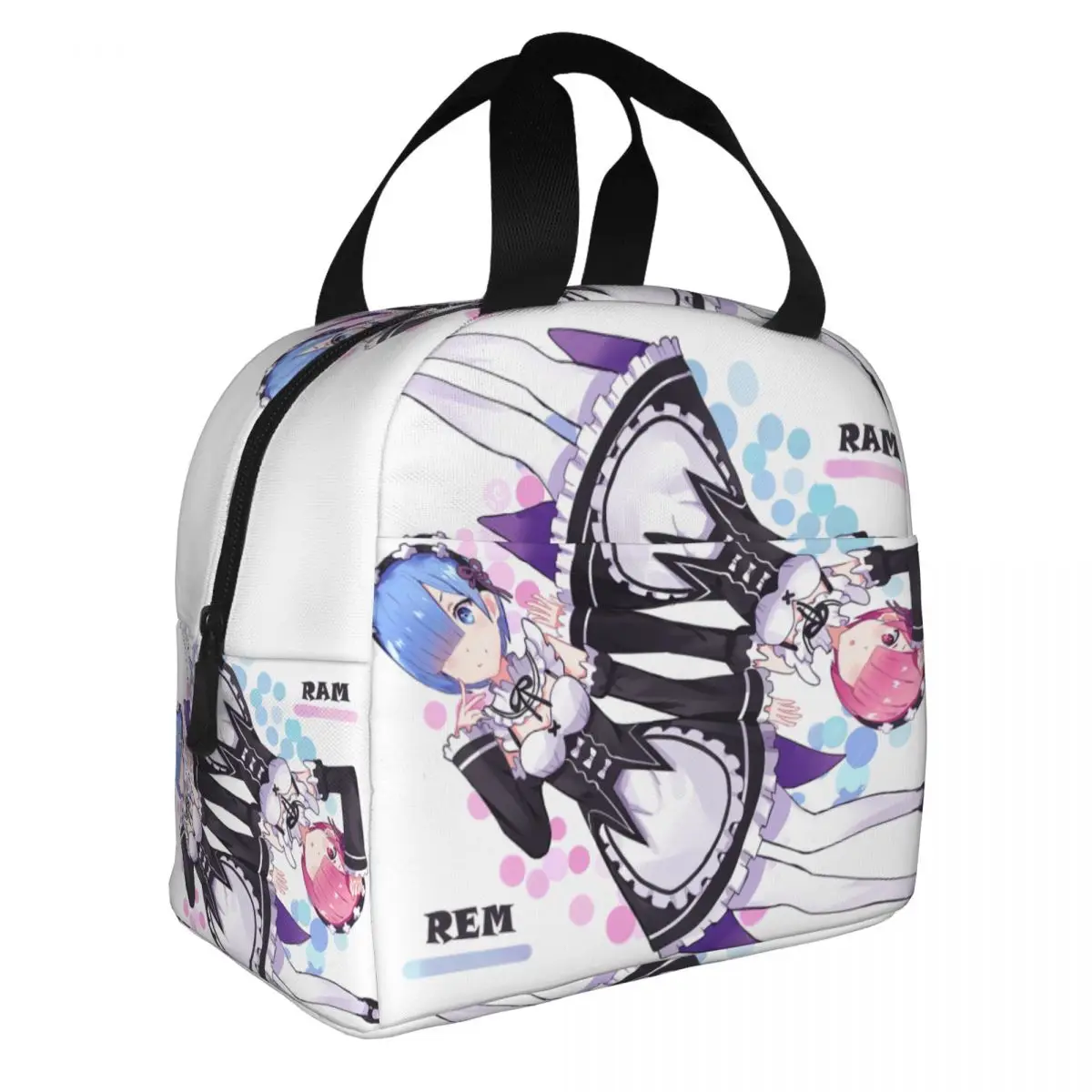 Ram And Rem Re Zero Subaru Natsuki  Lunch Bento Bags Portable Aluminum Foil thickened Thermal Cloth Lunch Bag for Women Men Boy