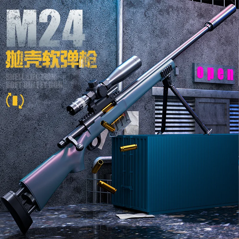 AWM Shell Throwing Soft Bullet Gun Simulation Super Large M24 Boy Can Fire 98k Sniper Rifle Children's Toy Gun