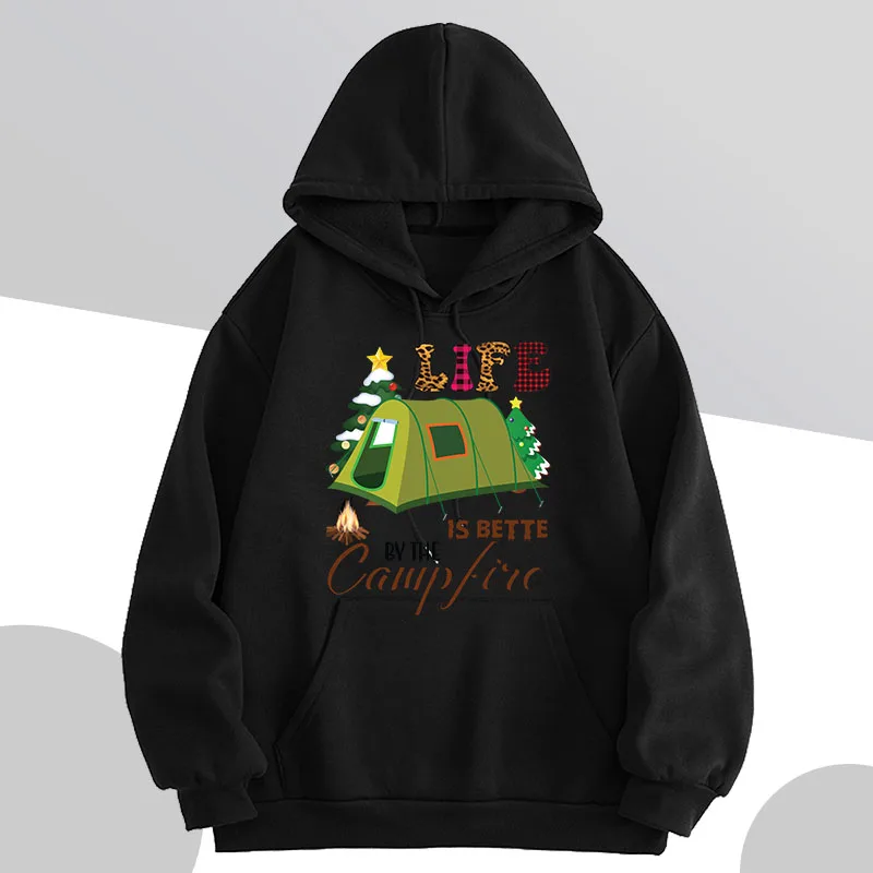 

Autumn/Winter2023 New Fashion Long Sleeve Printed Hoodies Front Pocket Inside Fleece Pullover Sweater Sweatshirts Hip Hop Unisex