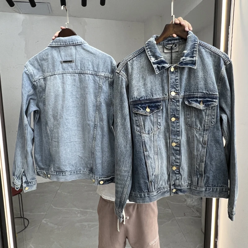 

2023 Denim Essentials Jacket Dark Blue Daily Jackets for Men Real Photo Fashion Coats One Day Ship Out Men Clothing