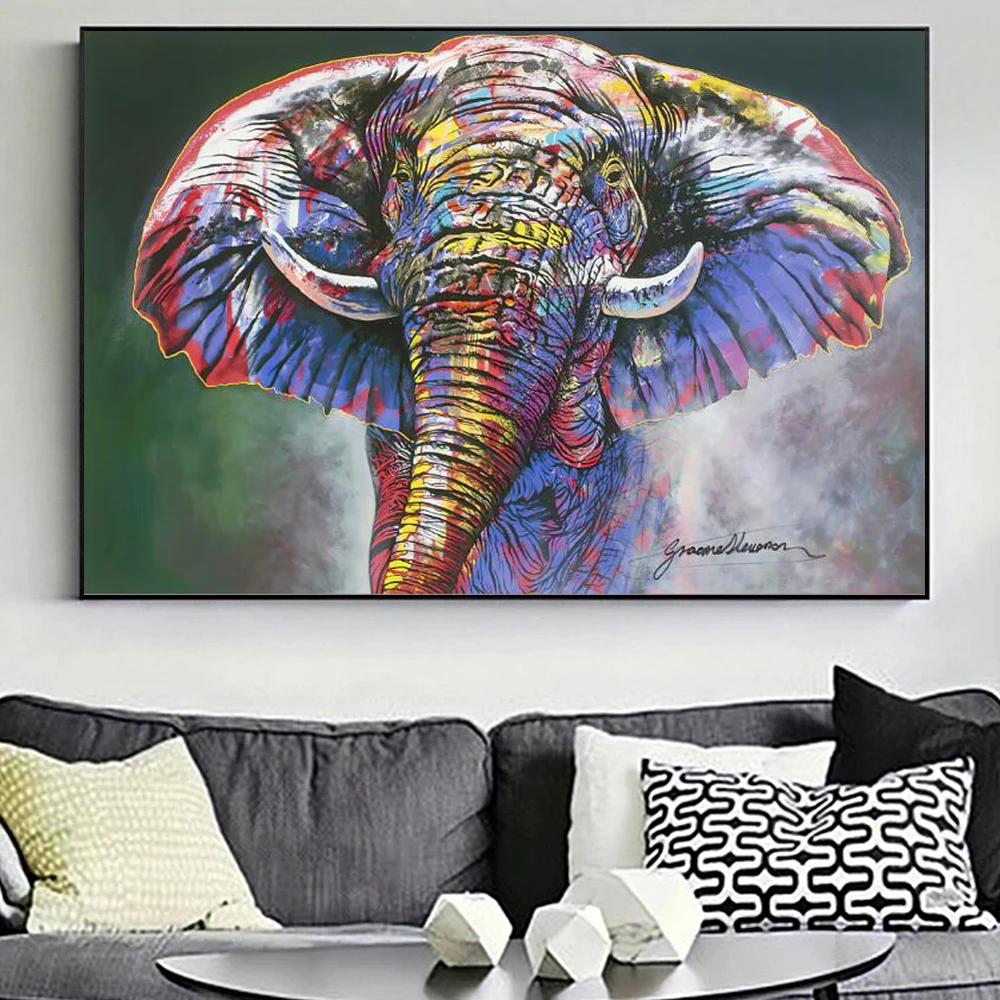 

Граффити Искусство Животные Слон холст плакат печать Современная живопись Настенная картина для гостиной домашний декор