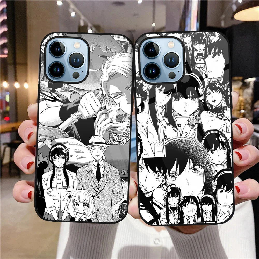 

Tempered Glass Phone Case for IPhone SE2020 X XS 11 12 13 Pro Max Mini 7 8 6 Plus XR Protection Shell Spy X Family Anime Cover