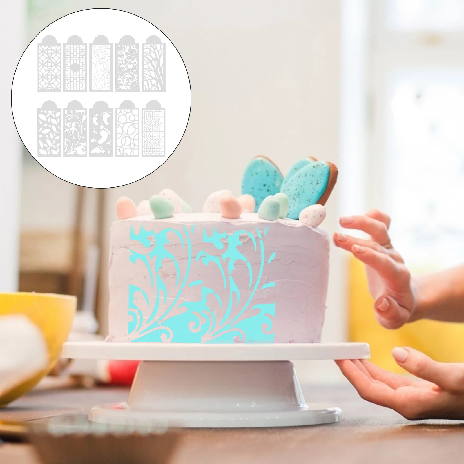 

10pcs Printed Molds Baking Templates Cake Stencils Cake Art Molds (White)
