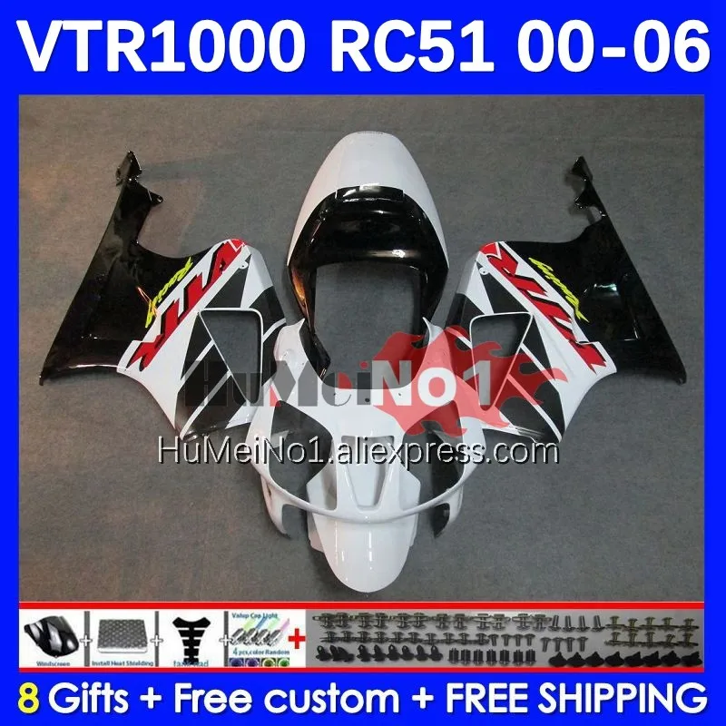 

Body For HONDA VTR1000 RC51 01 02 03 2004 2005 2006 125No.21 SP1 SP2 VTR 1000 2000 2001 2002 2003 04 05 06 Fairing white glossy