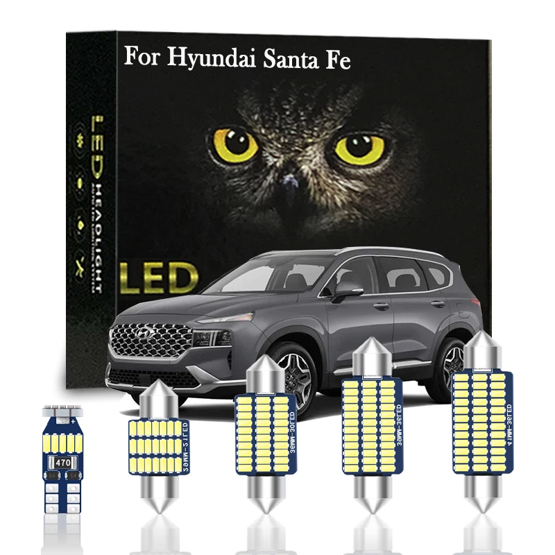 

Canbus для Hyundai Santa Fe SM CM DM TM 2000-2017 2018 2019 2020 Автомобильный светодиодный внутренний купольный свет комплект освещения номерного знака