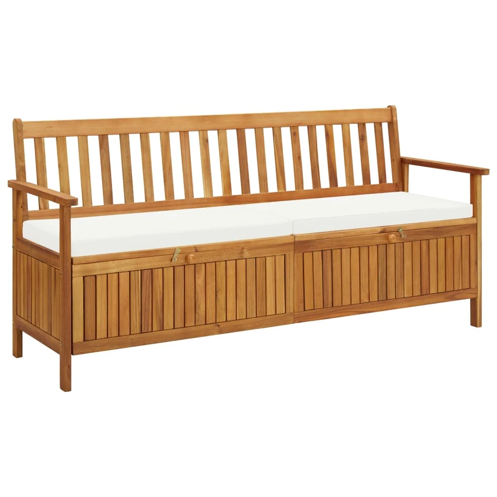 

Patio Outdoor Bench Deck Outside Garden Furniture Balcony Lounge Home Decor Storage with Cushion 66.9" Solid Acacia Wood