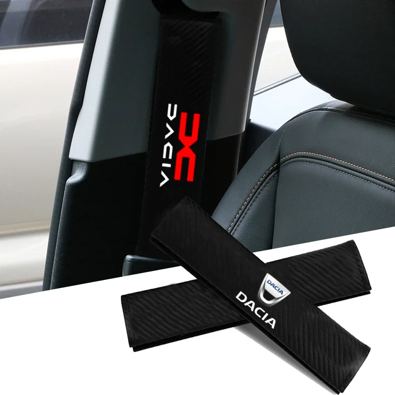 

Carbon Fiber Car Seat Belt Pads Seat Shoulder Strap Pad for dacia duster spring logan sandero jogger lodgy bigster dokker